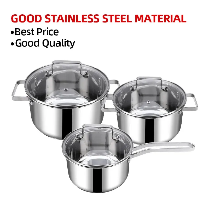 مجموعات أواني الطهي غير اللاصقة المصنوعة من الفولاذ - Stainless Steel Non Stick Pots Sets Cookware