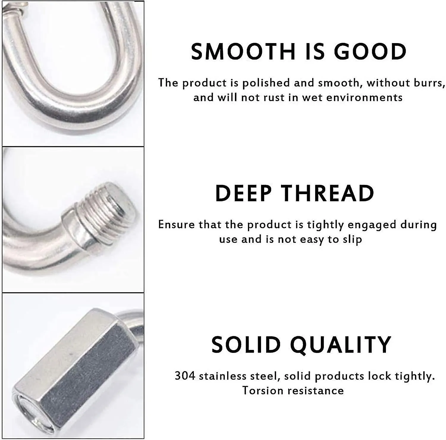 12 Piece 3.2Inch Stainless Steel Carabiner Chain Connector Yd 71909