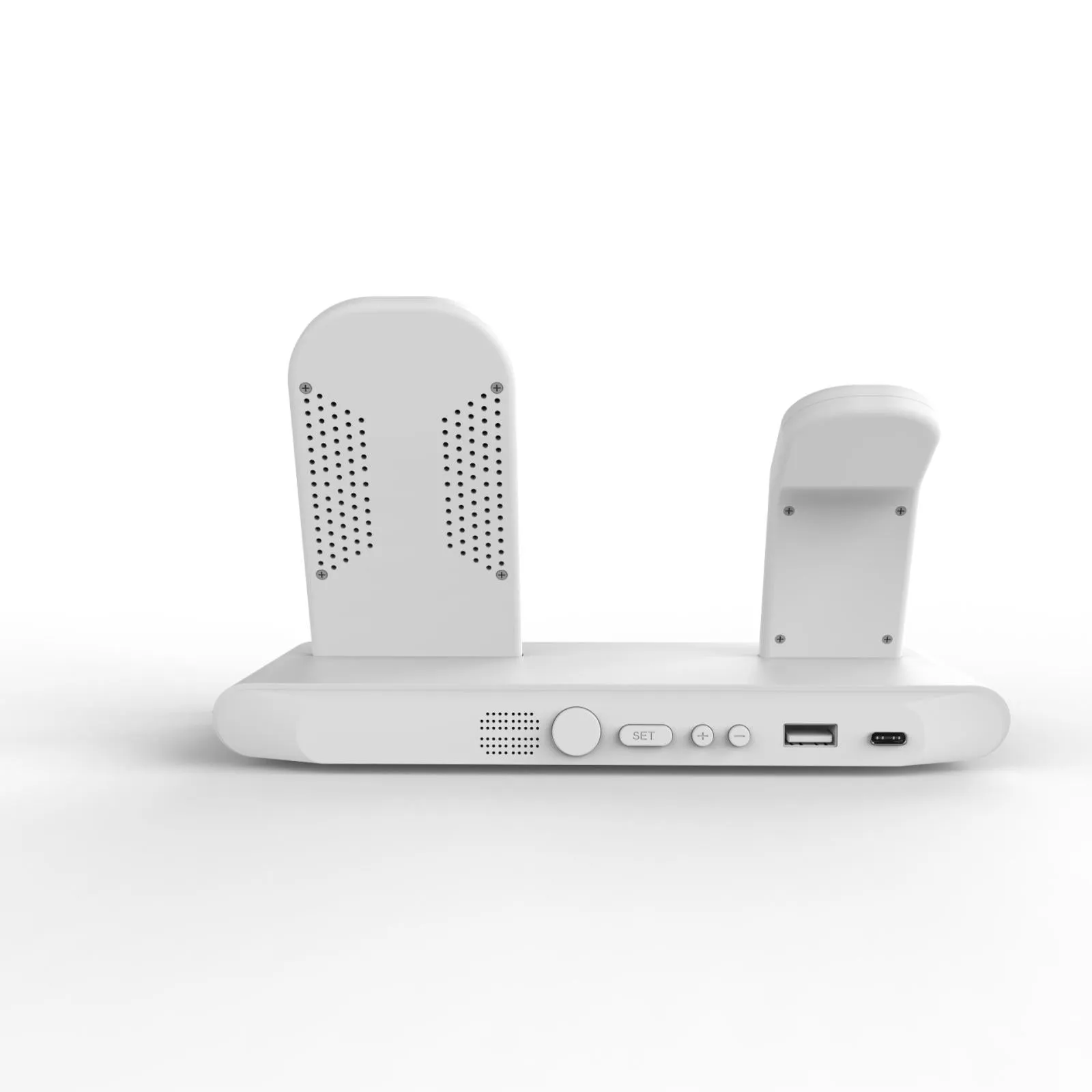 15W Wireless Fast Charge Stand With Clock And Folding Design-White