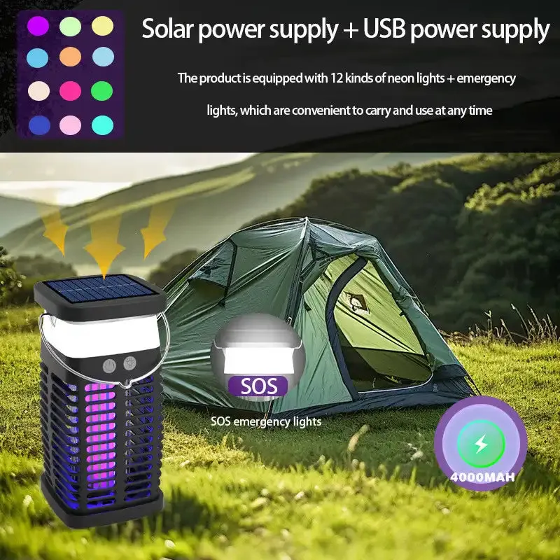 2025 Upgraded Solar Bug Zapper - 360 UV Trap for Gnats, Mosquitoes & Flying Pests