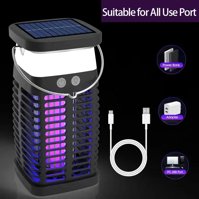 2025 Upgraded Solar Bug Zapper - 360 UV Trap for Gnats, Mosquitoes & Flying Pests
