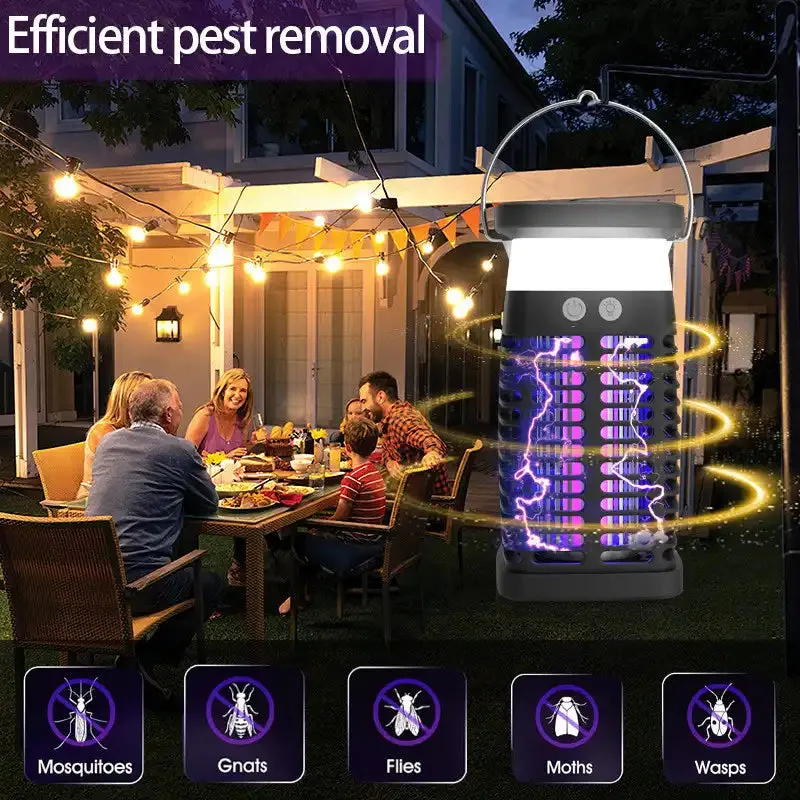 2025 Upgraded Solar Bug Zapper - 360 UV Trap for Gnats, Mosquitoes & Flying Pests