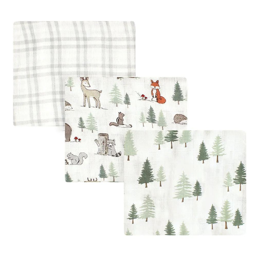 3-Pack Forest Animals Muslin Swaddle Blankets 17964