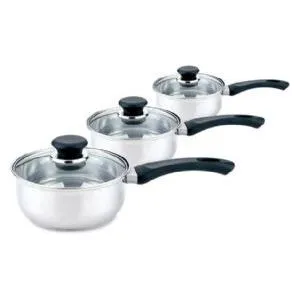 3 Piece Saucepan Set Stainless Steel 95541