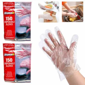 300 Disposable Food Prep Gloves Plastic Food Safe Latex Free One Size Fits Most