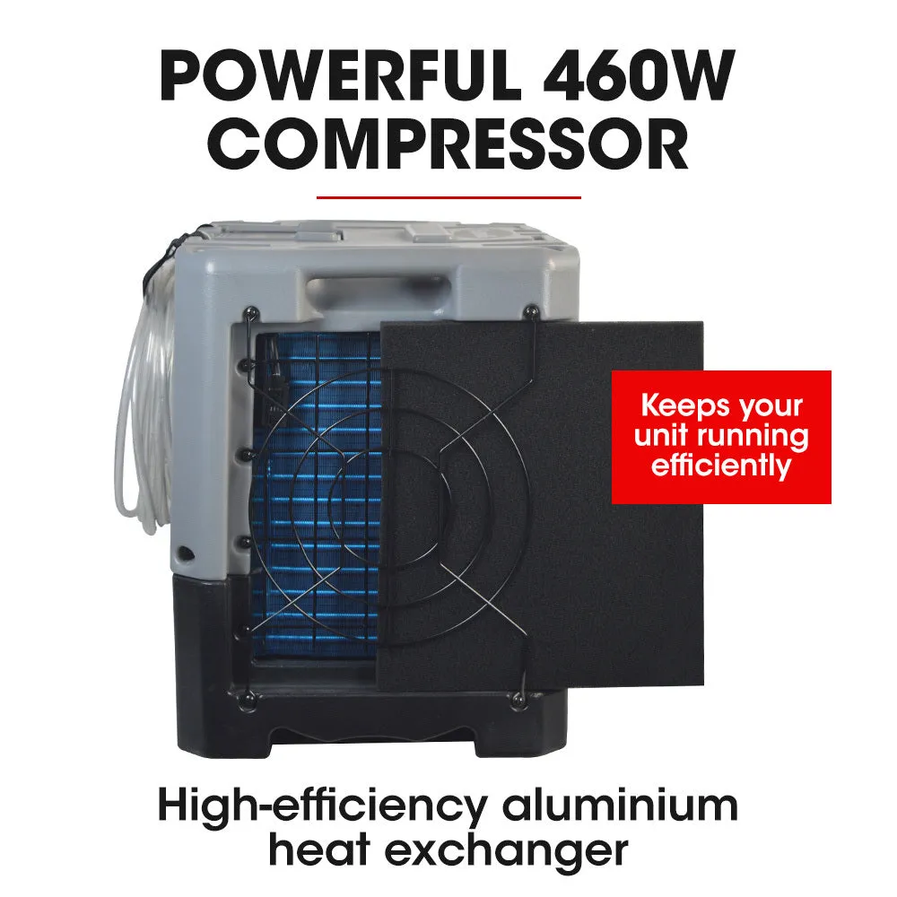 50L/day Commercial Air Dehumidifier for Mould | Portable, Stackable, LCD Display, Wheels