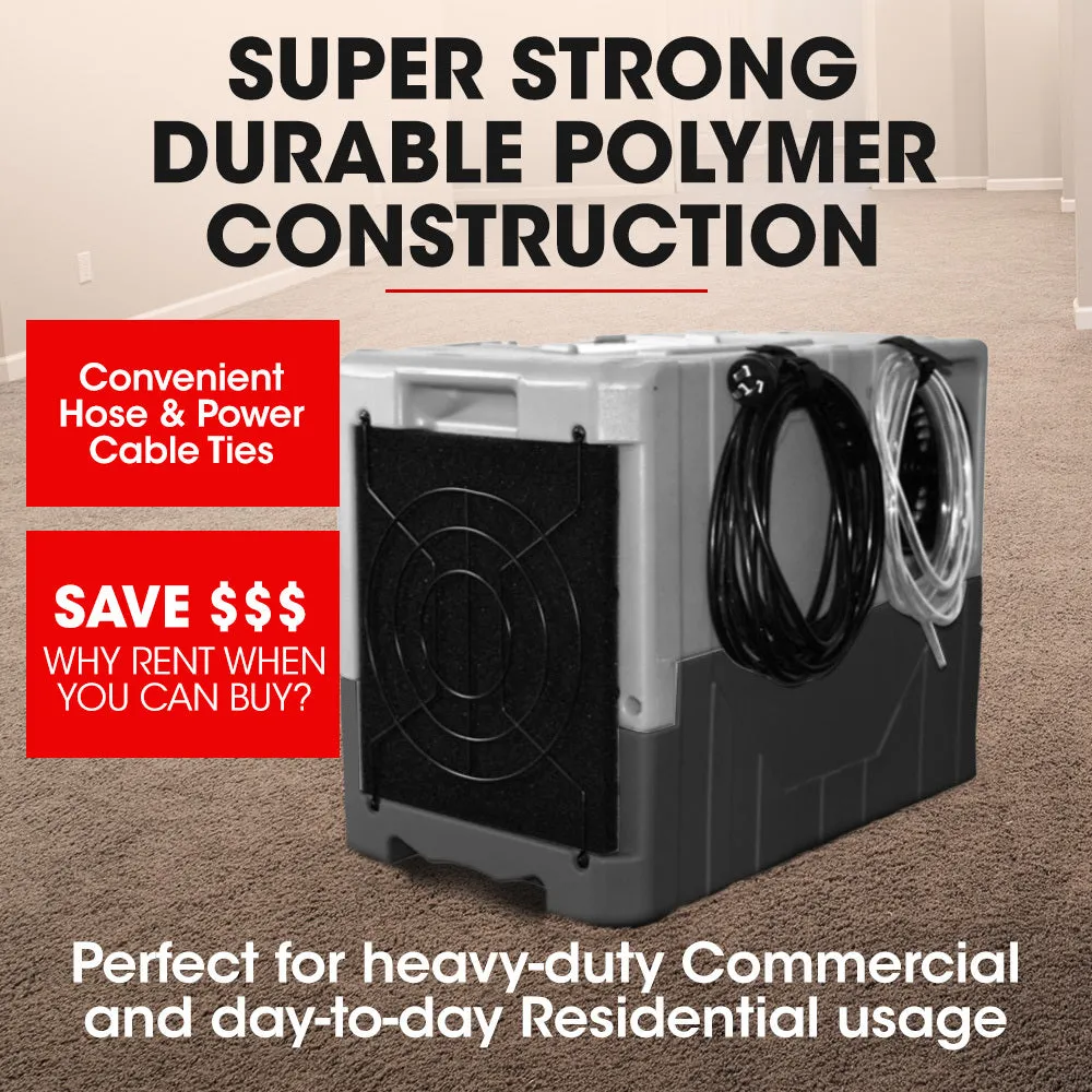 50L/day Commercial Air Dehumidifier for Mould | Portable, Stackable, LCD Display, Wheels