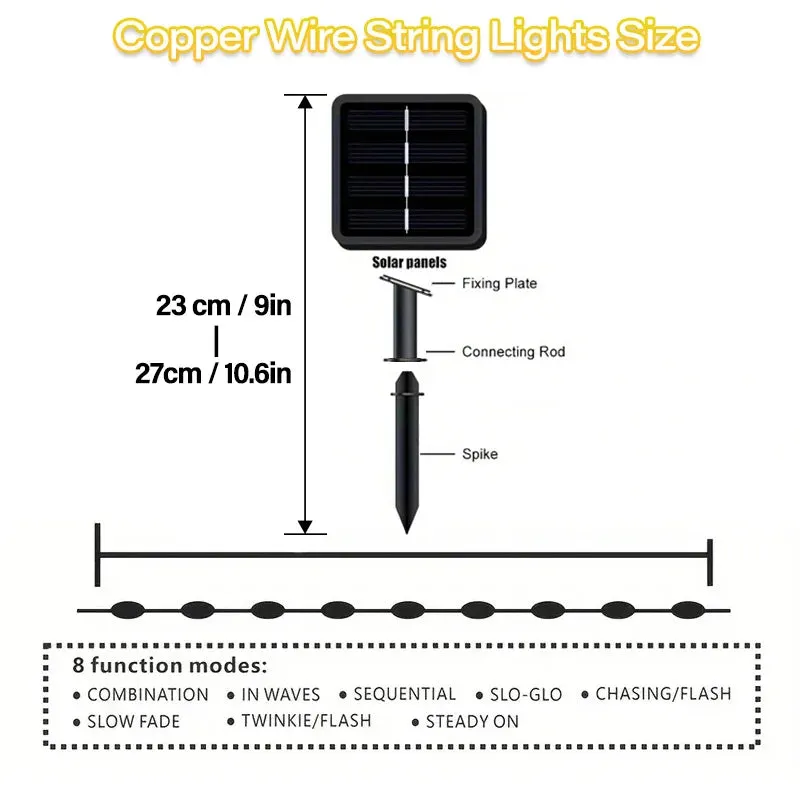 7M LED Solar String Fairy Lights Outdoor Path Garlands Lamp Patio Waterproof Christmas Wedding Garden Street Lights