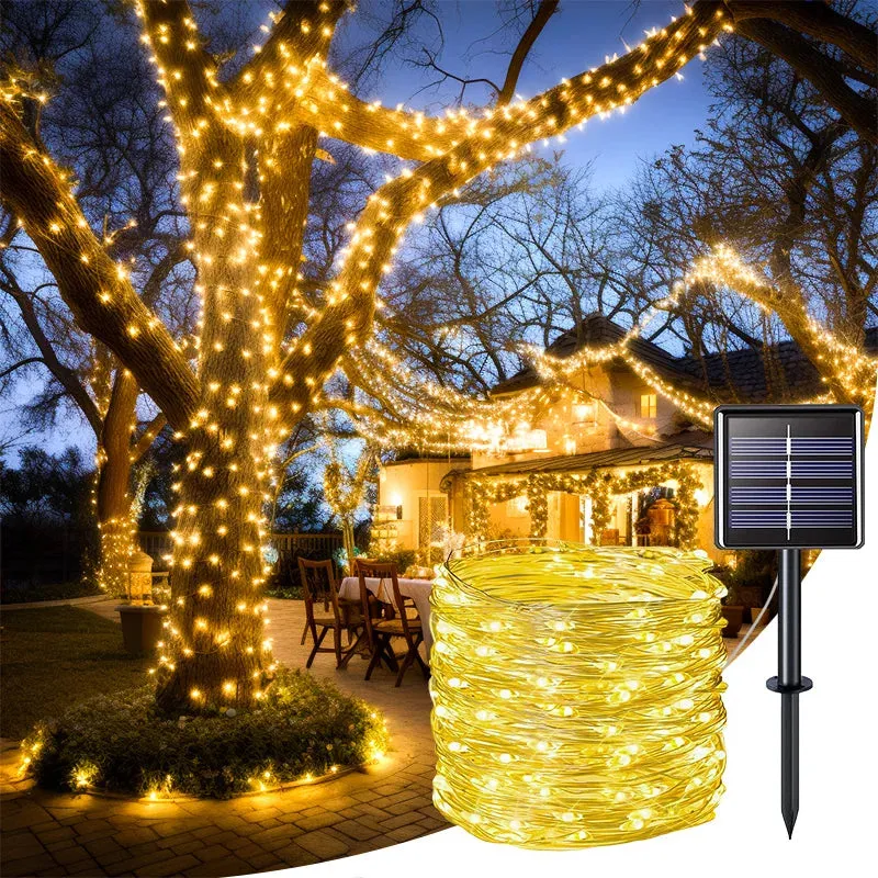 7M LED Solar String Fairy Lights Outdoor Path Garlands Lamp Patio Waterproof Christmas Wedding Garden Street Lights