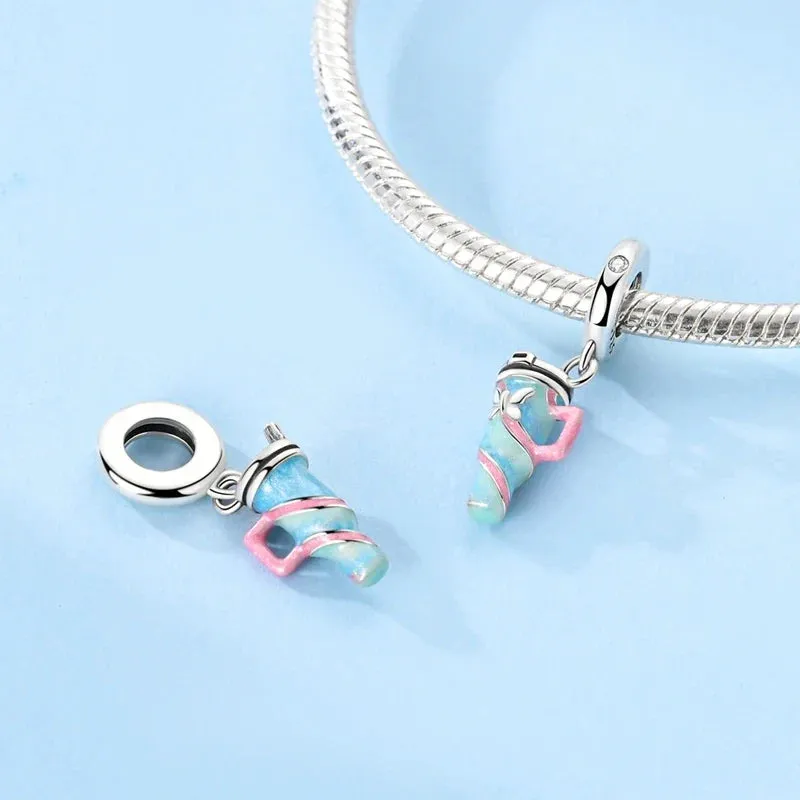 925 Sterling Silver Colourful Thermos Cup Pendant Charm For Women Bracelets