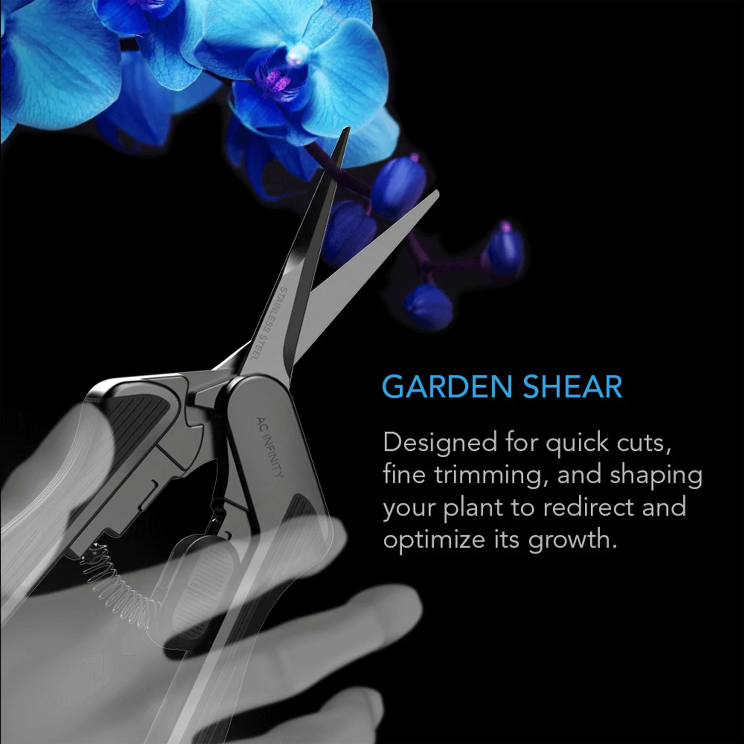 AC Infinity Stainless Steel Pruning Shear, Ergonomic Lightweight, 6.6" Straight Blades, 2-Pack