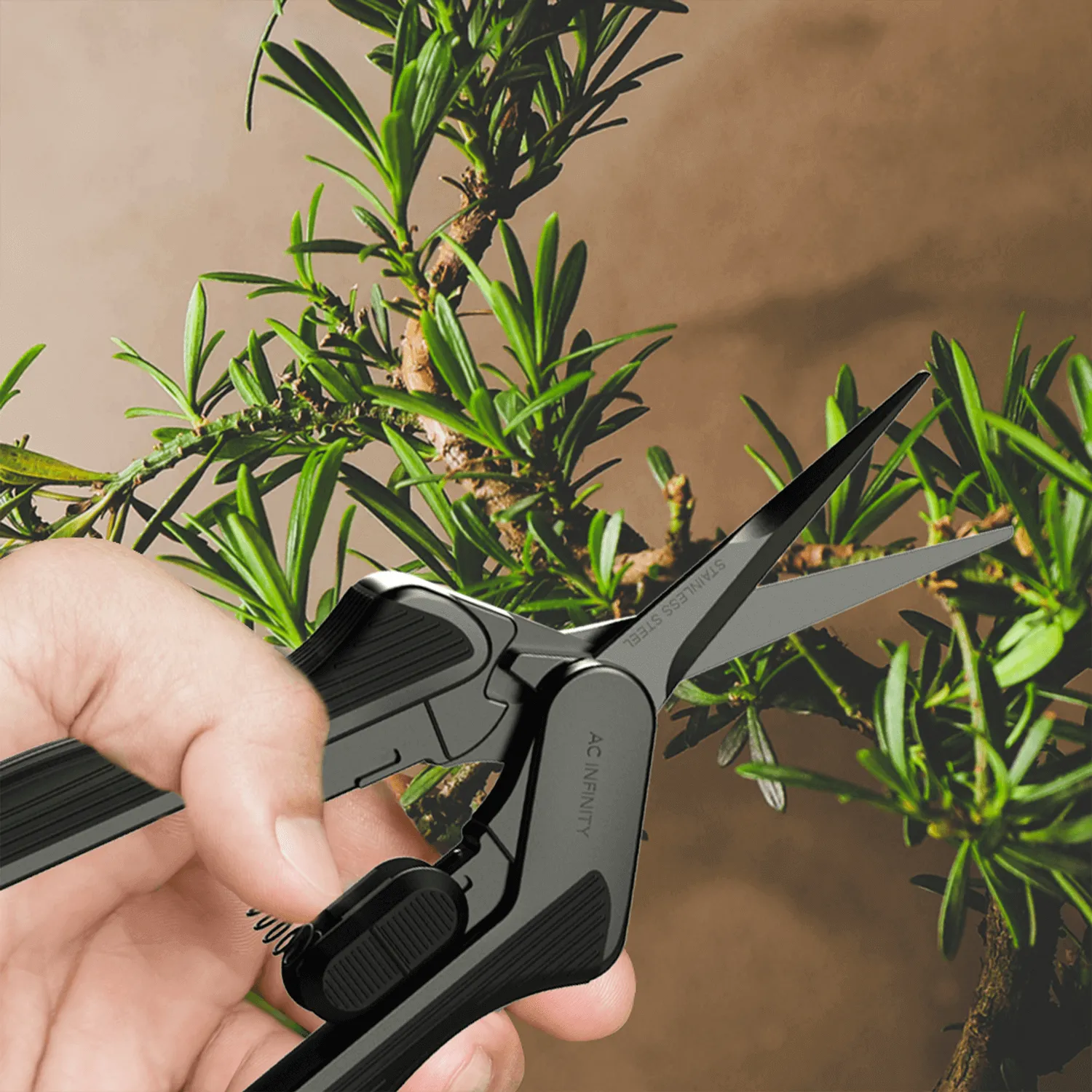 AC Infinity Stainless Steel Pruning Shear, Ergonomic Lightweight, 6.6" Straight Blades, 2-Pack