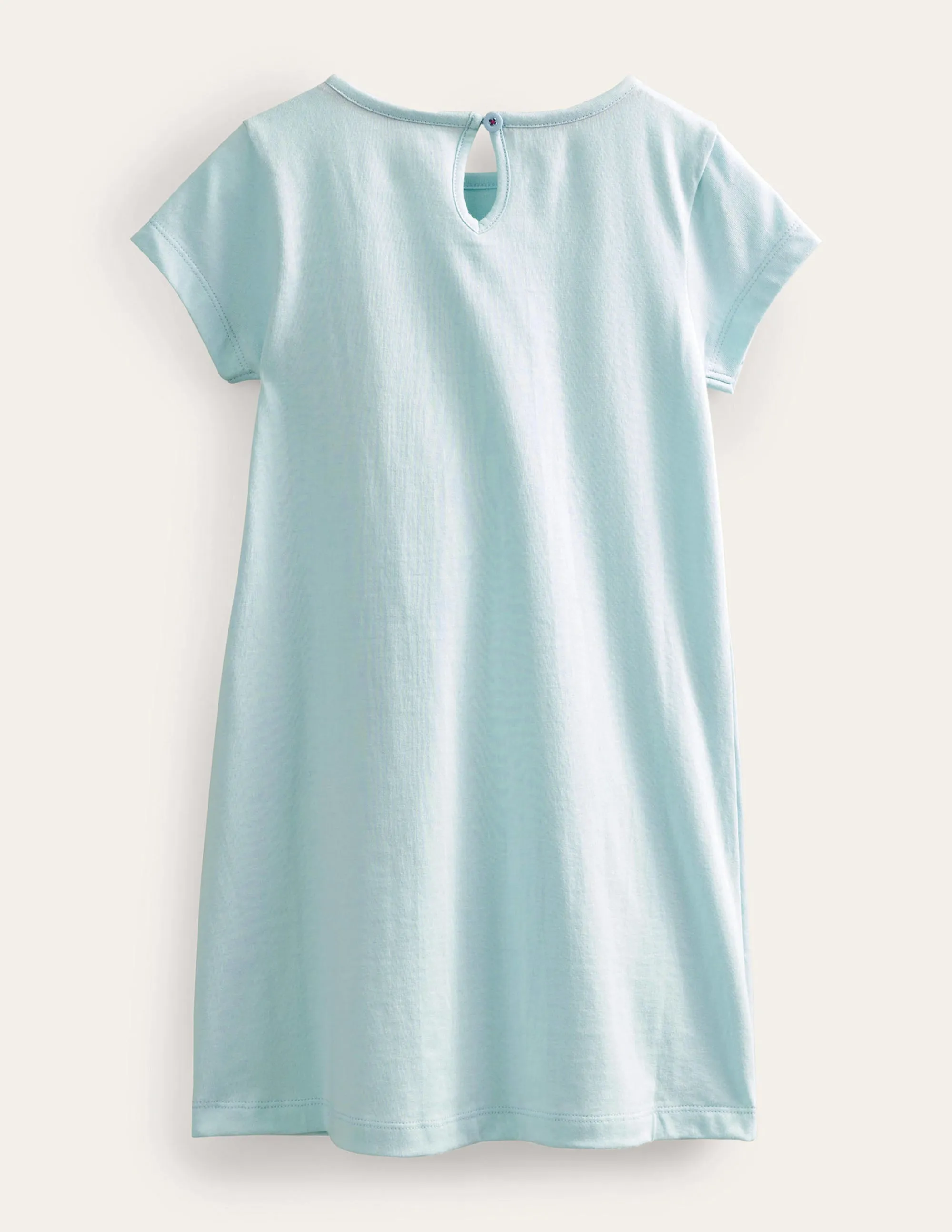 Applique T-Shirt Dress-Iced Aqua Blue
