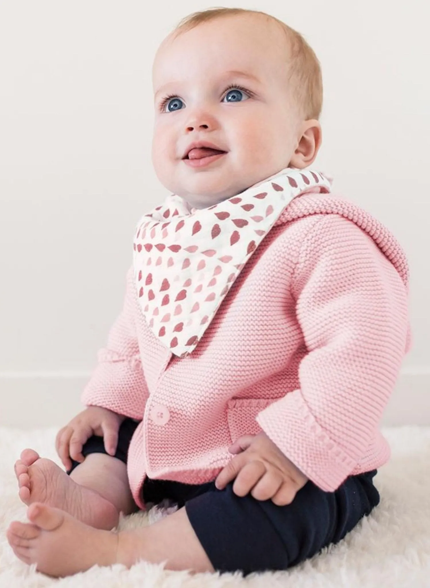 Bebe Au Lait Pack of 2 Bandana Bibs Rose Quartz Plus Petal Print