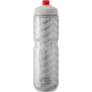 Breakaway Bolt Insulated Bike Water Bottle -24oz, White/Silver