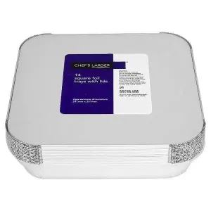 Chefs Larder 14 Square Foil Trays with Lids 241mm