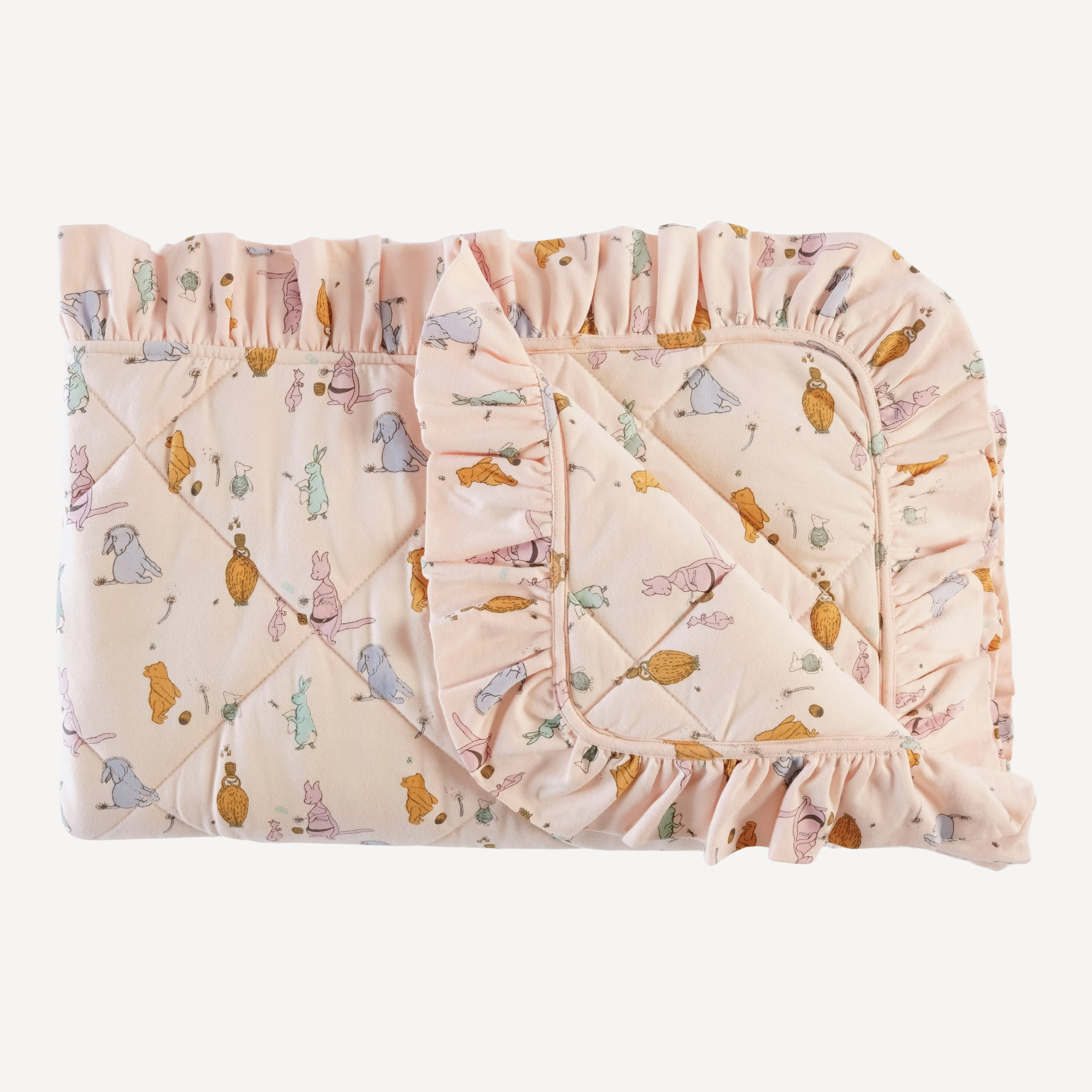classic ruffle quilt | peach pooh   friends | organic cotton jersey
