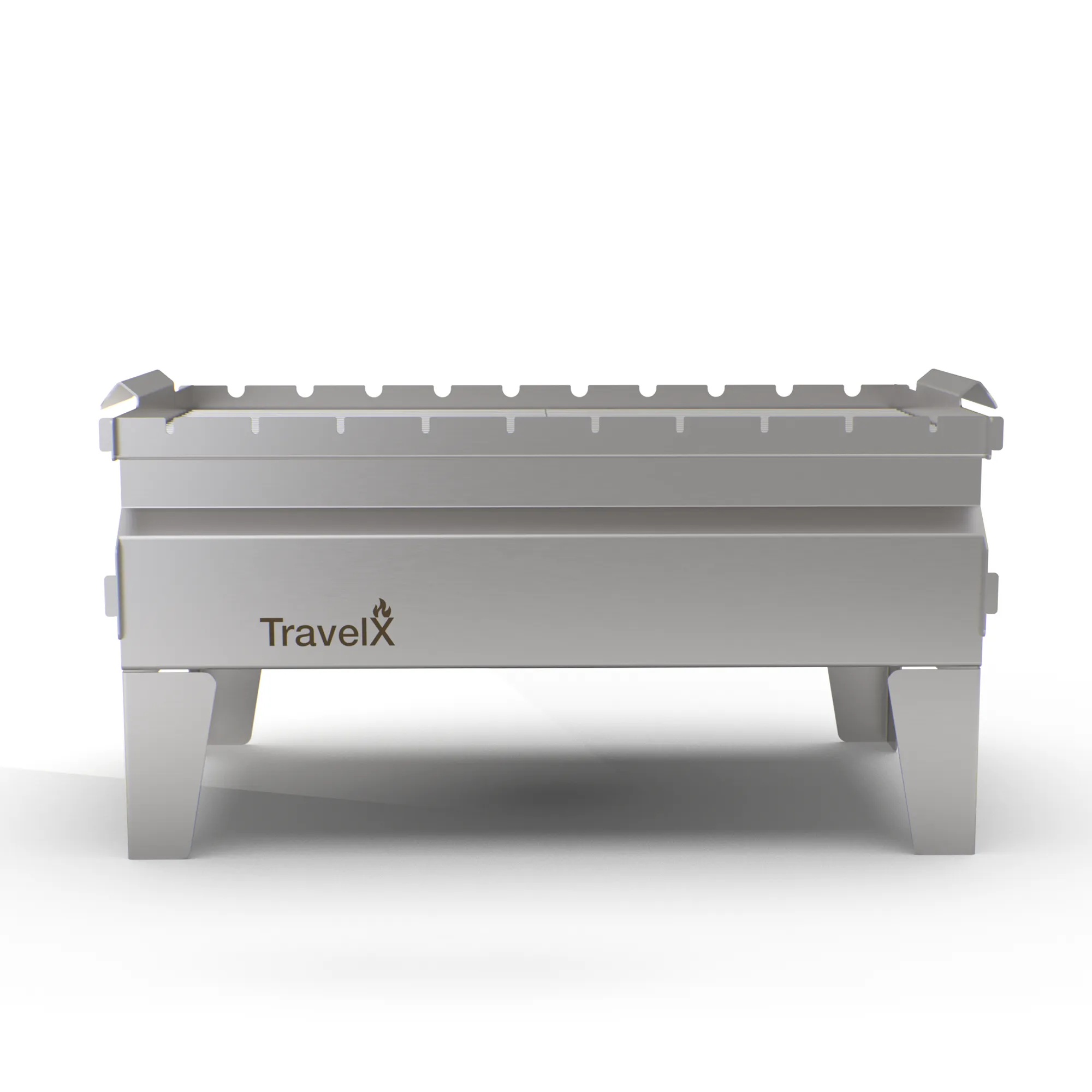 Collapsible Charcoal Grill | Sleek BBQ Camping Stove | Low Profile Foldable Grill | Stainless Steel Tabletop Grill | TravelX S02