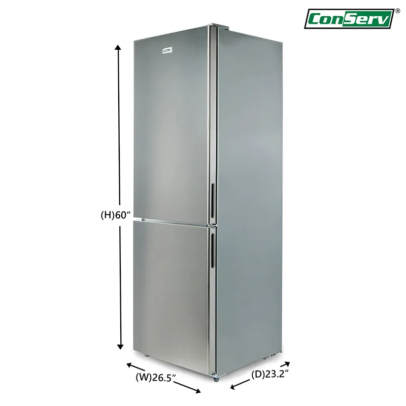 Conserv 24" Wide 10.8 cu.ft.Bottom Freezer Refrigerator Stainless