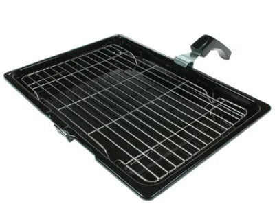 Cooker Grill Pan Kit Complete with handle & Wire Tray Universal (380mm x 280mm)