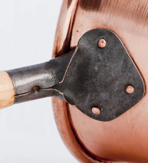 COPPER POLENTA POT WOODEN HANDLE