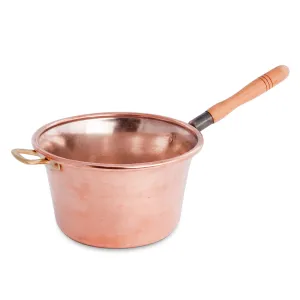 COPPER POLENTA POT WOODEN HANDLE