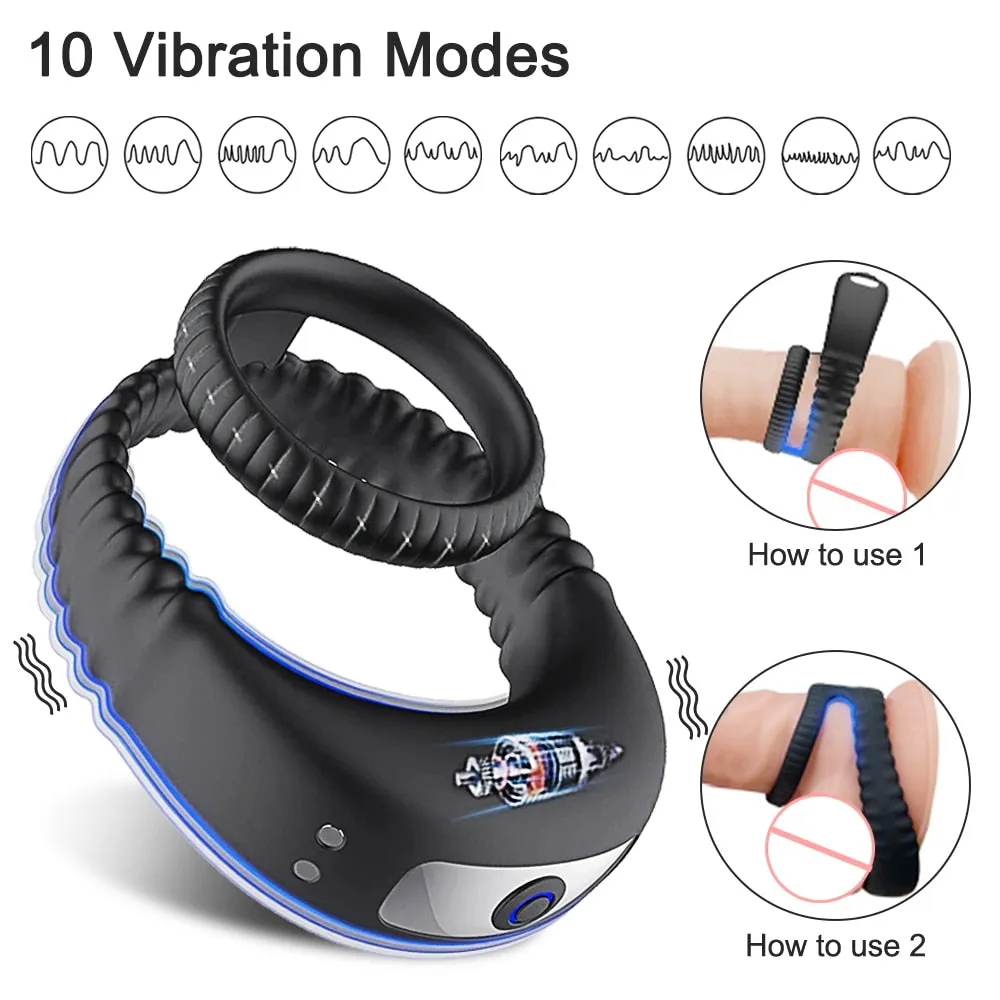 Couples Vibrating Cock Ring for Men - Delayed Ejaculation Vibrator for Enhanced Pleasure
