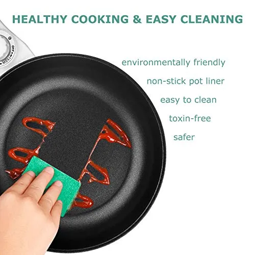 Dezin Hot Pot Electric Upgraded, Non-Stick Sauté Pan, Rapid Noodles Electric Pot, 1.5L Mini Portable Hot Pot for Steak, Egg, Fried Rice, Ramen, Oatmeal, Soup with Power Adjustment (Egg Rack Included)