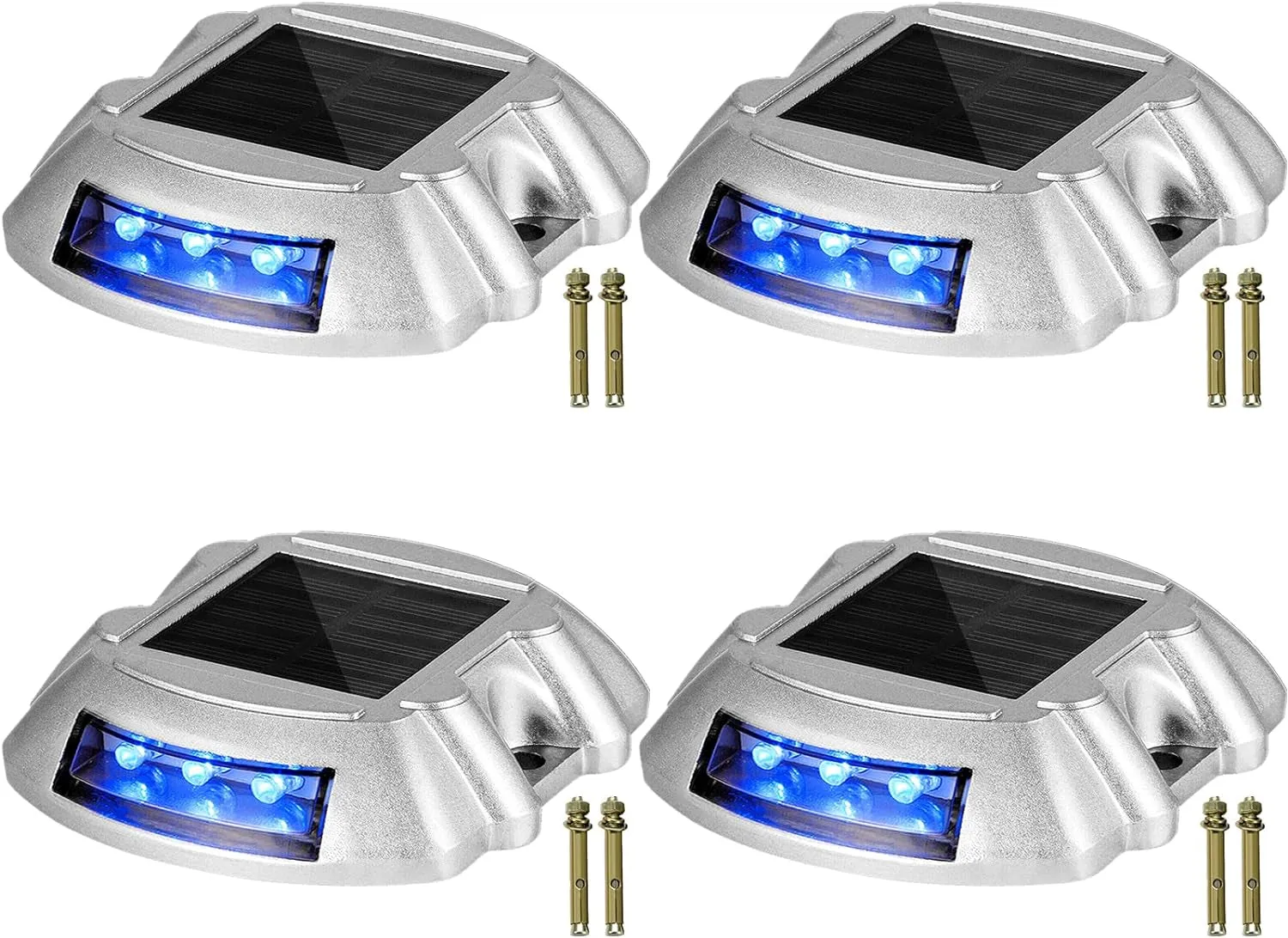Driveway Lights 24-Pack Solar Driveway Lights Bright White with Screw Solar Deck Lights Outdoor Waterproof Wireless Dock Lights 6 Leds for Path Warning Garden Walkway Sidewalk Steps