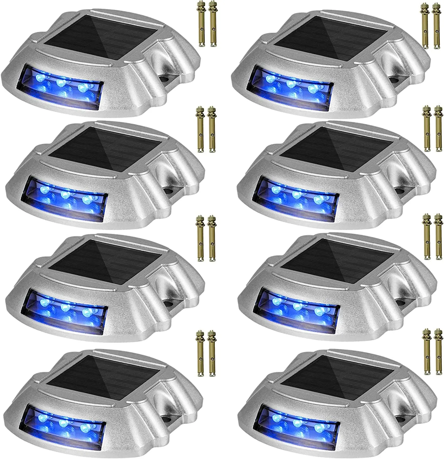Driveway Lights 24-Pack Solar Driveway Lights Bright White with Screw Solar Deck Lights Outdoor Waterproof Wireless Dock Lights 6 Leds for Path Warning Garden Walkway Sidewalk Steps