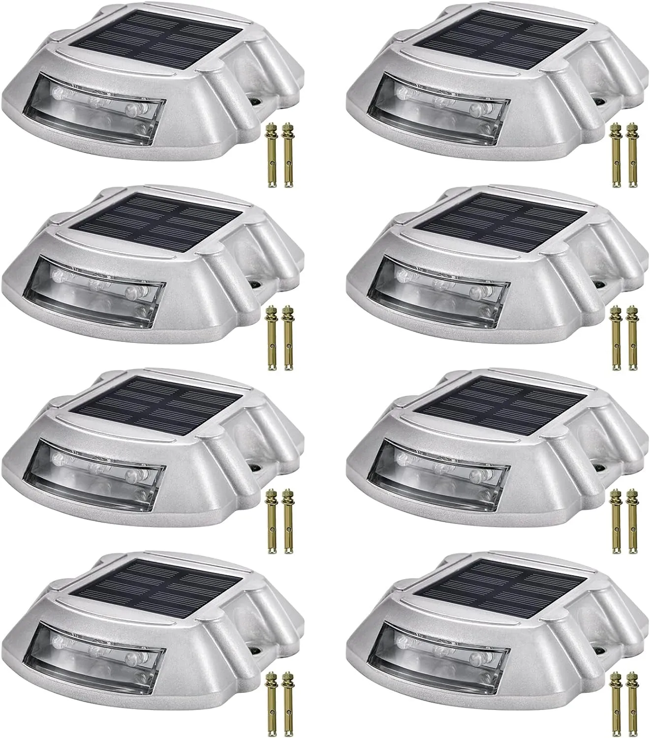 Driveway Lights 24-Pack Solar Driveway Lights Bright White with Screw Solar Deck Lights Outdoor Waterproof Wireless Dock Lights 6 Leds for Path Warning Garden Walkway Sidewalk Steps