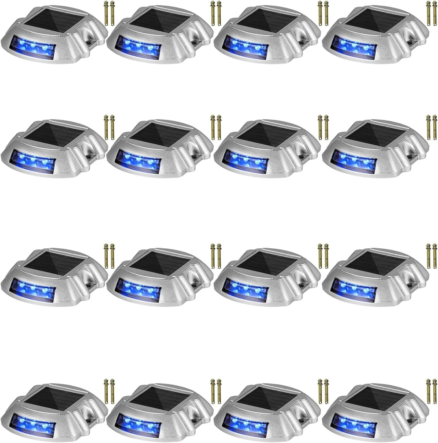 Driveway Lights 24-Pack Solar Driveway Lights Bright White with Screw Solar Deck Lights Outdoor Waterproof Wireless Dock Lights 6 Leds for Path Warning Garden Walkway Sidewalk Steps