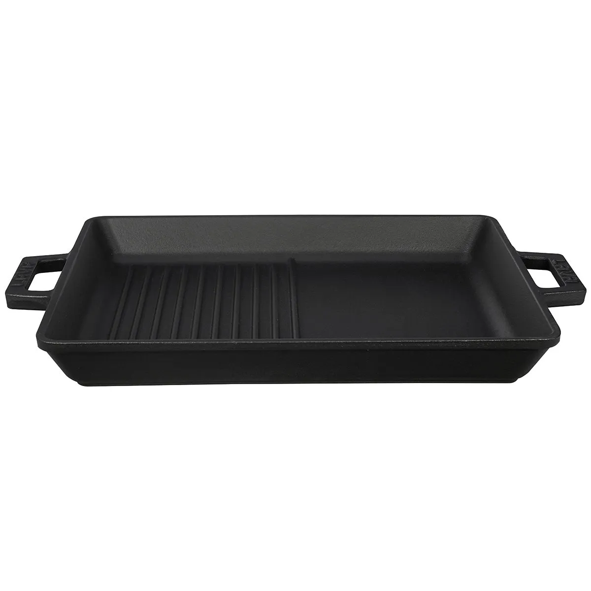 ENAMELED CAST IRON GRILL/GRIDDLE TRAY W/ HANDLES - 26 x 32 CM / 10 x 12