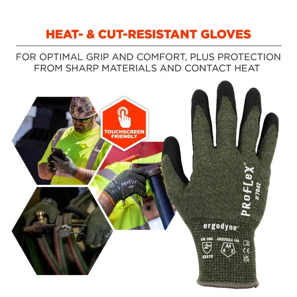 Ergodyne 10344 #7042 1-pair L Green ANSI A4 Nitrile Coated CR Gloves