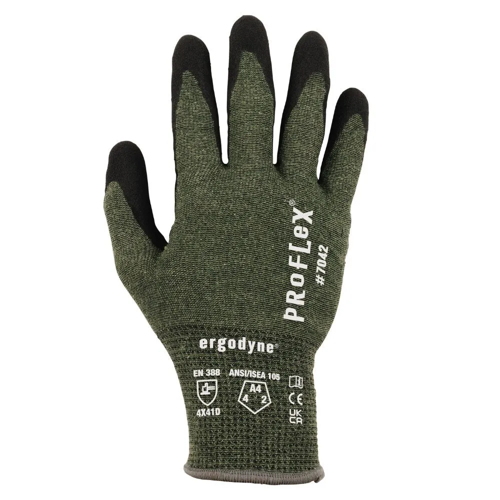 Ergodyne 10344 #7042 1-pair L Green ANSI A4 Nitrile Coated CR Gloves