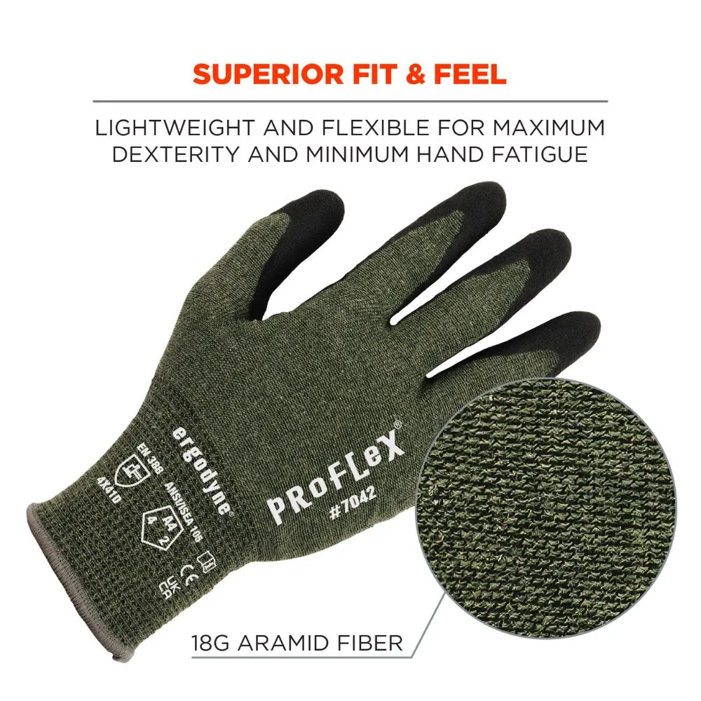 Ergodyne 10344 #7042 1-pair L Green ANSI A4 Nitrile Coated CR Gloves