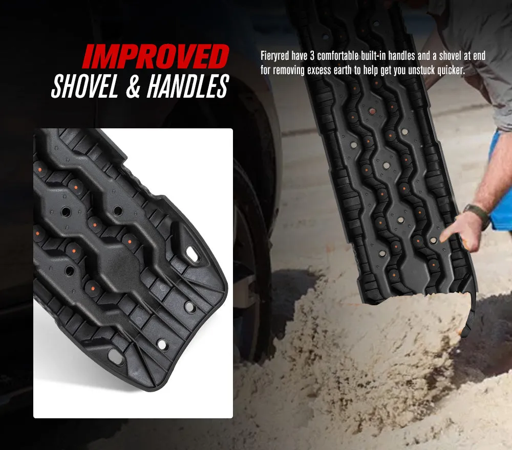 Fieryred Recovery Tracks 15T Board 4WD Vehicle Sand/Snow/Mud 1 Pair Black