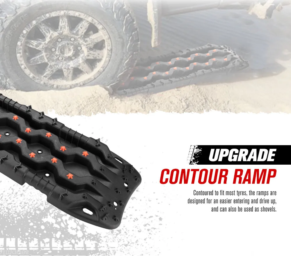 Fieryred Recovery Tracks 15T Board 4WD Vehicle Sand/Snow/Mud 1 Pair Black