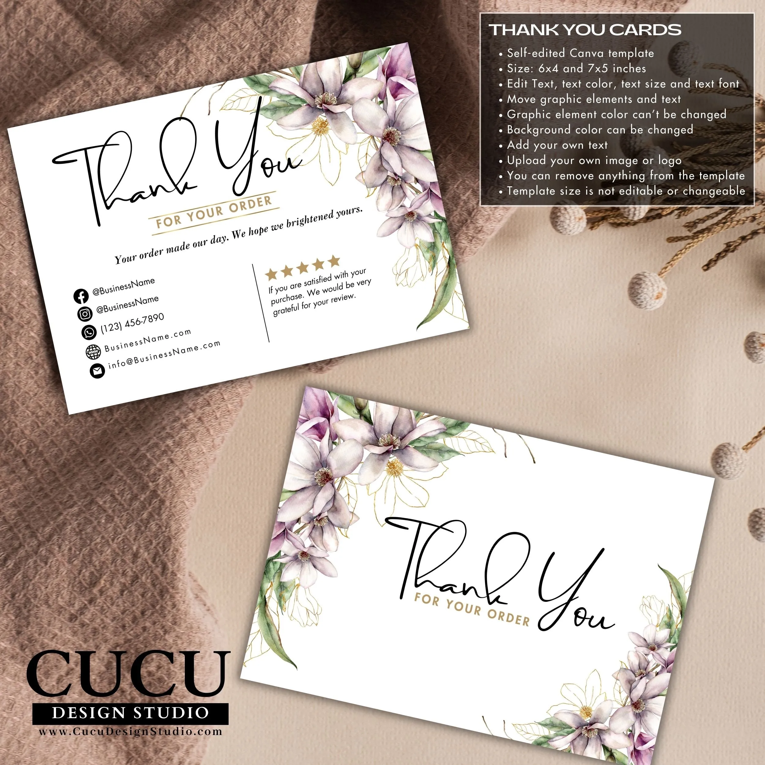 Floral Business Bundle | Price List | Business Card | Thank You Card | Stickers