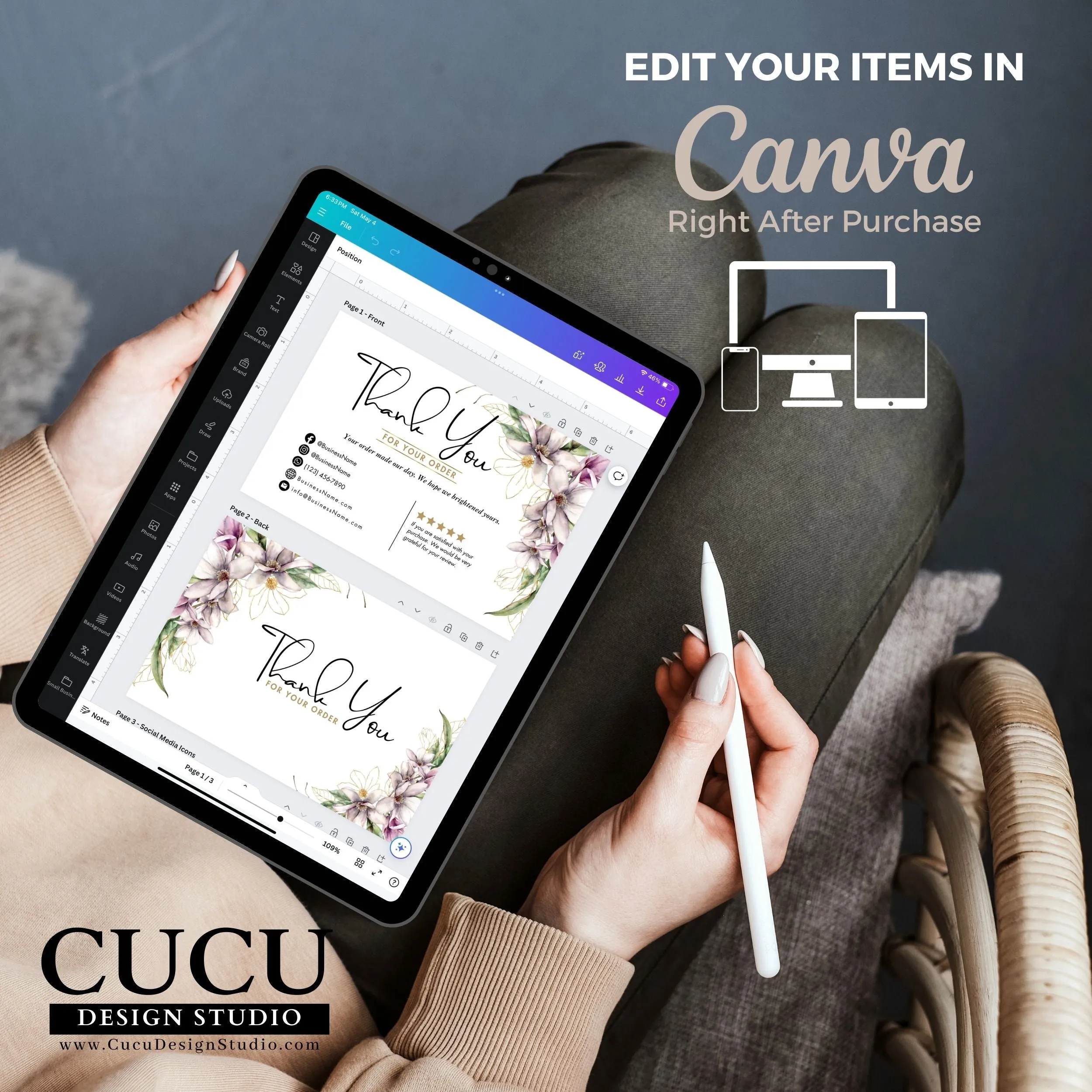 Floral Business Bundle | Price List | Business Card | Thank You Card | Stickers