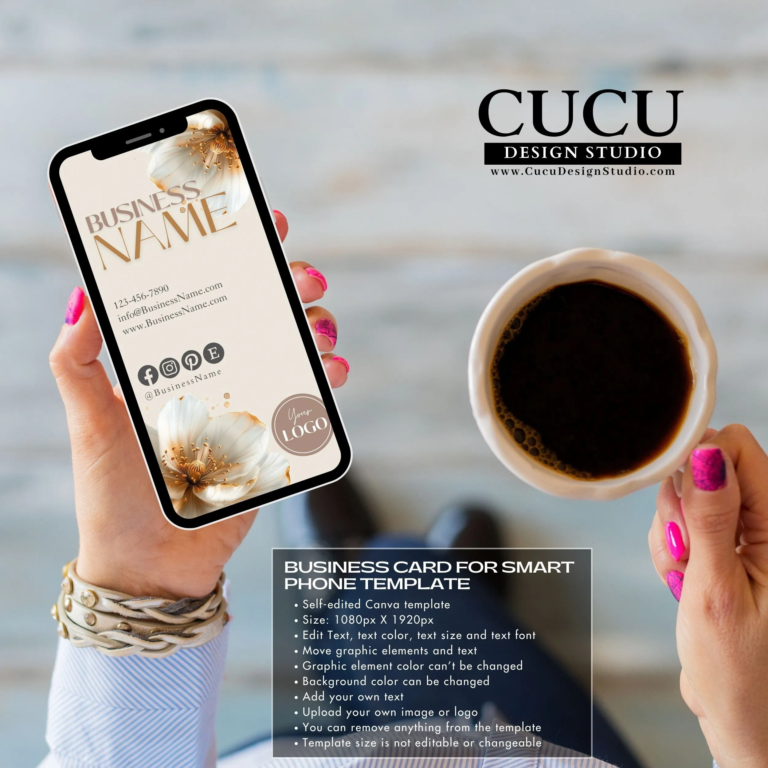 Gold Beige Business Bundle | Price List | Business Card | Thank You Card | Stickers