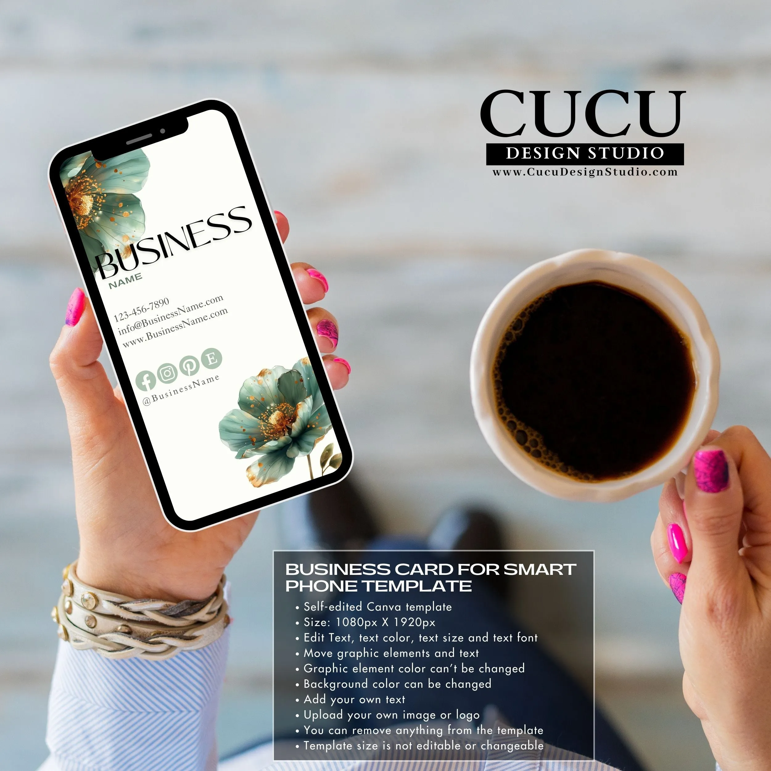 Green Flower Business Bundle | Price List | Business Card | Thank You Card