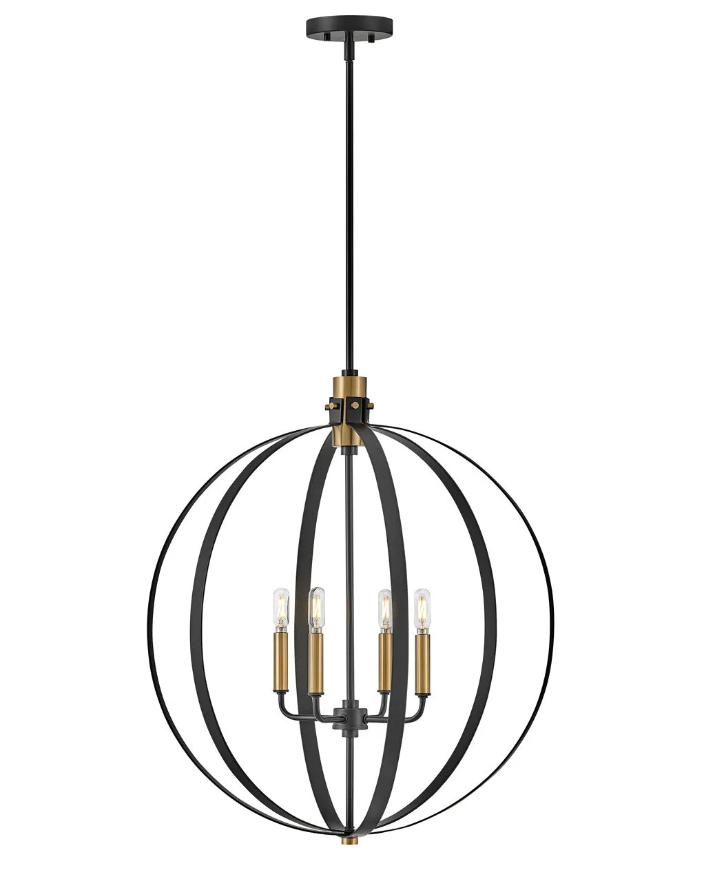 LED Chandelier from the Cirque Collection in Black Finish by Lark