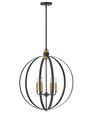 LED Chandelier from the Cirque Collection in Black Finish by Lark