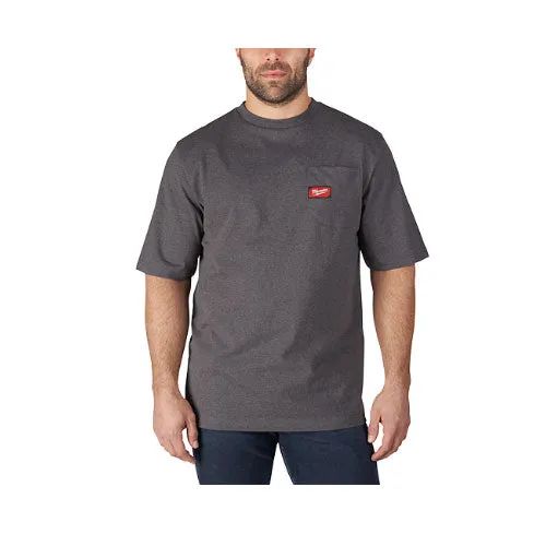 Milwaukee 601G-2X Heavy Duty Pocket T-Shirt (601), Short Sleeve, Gray, 2X