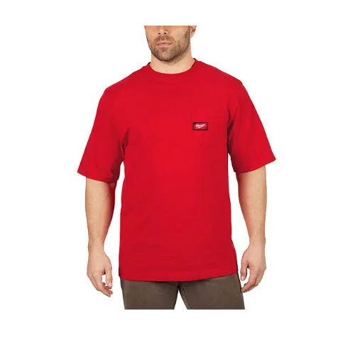Milwaukee 601R-L Heavy Duty Pocket T-Shirt (601), Short Sleeve, Red, Large