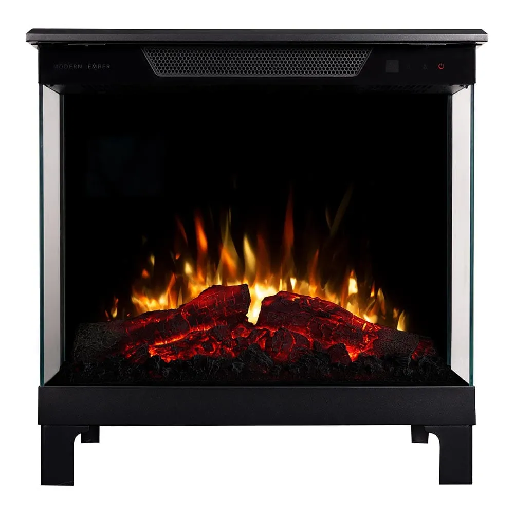 Modern Ember Smart 3-Sided Black Electric Fireplace Stove Heater