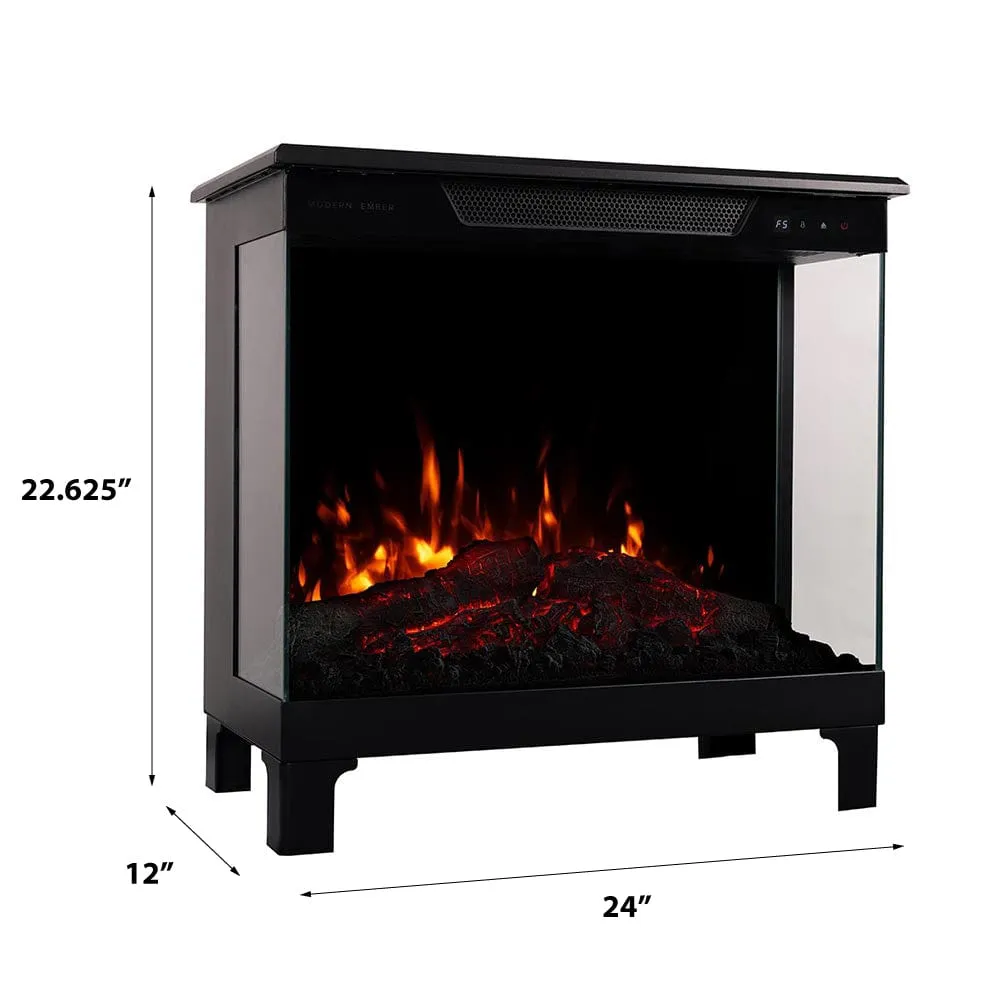 Modern Ember Smart 3-Sided Black Electric Fireplace Stove Heater