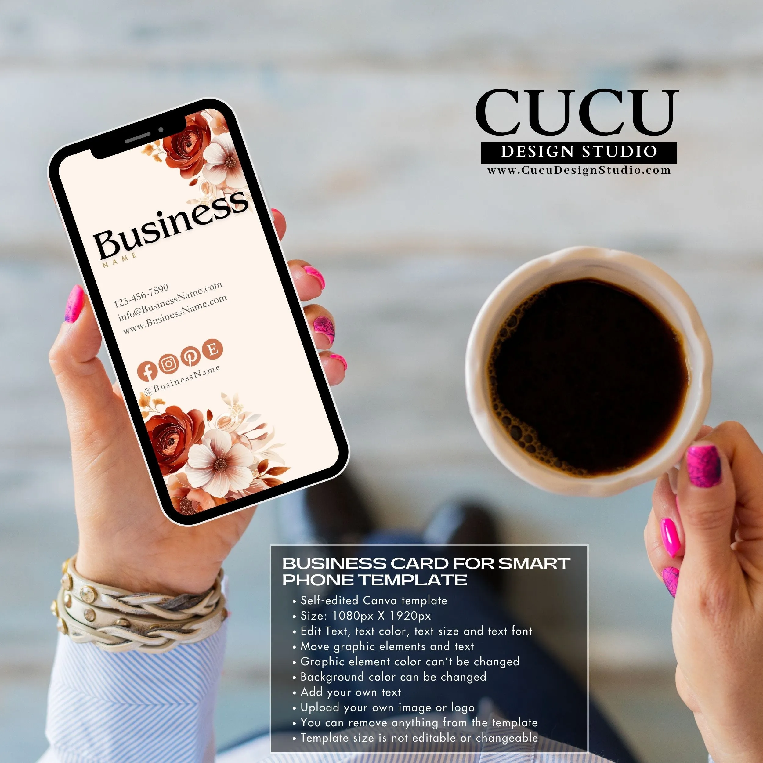 Orange Floral Business Bundle | Price List | Business Card | Thank You Card | Stickers