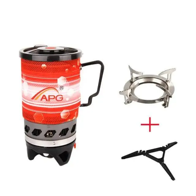 Outdoor Portable Cooking System Hiking Camping Stove Heat Exchanger Pot Propane Gas Burners